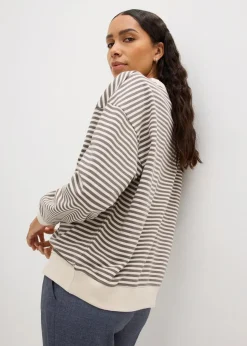 bonprix Basics|Sweat^Oversize-Sweatshirt rauchgrau/wollweiß gestreift