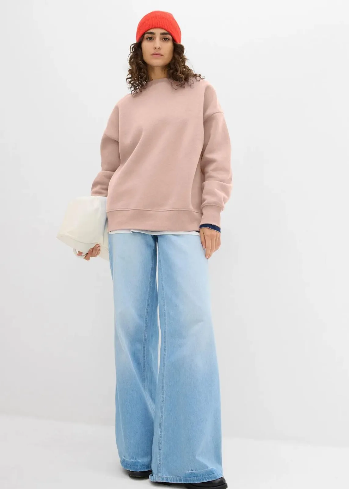 bonprix Sweat|Basics^Oversize-Sweatshirt lehmbraun