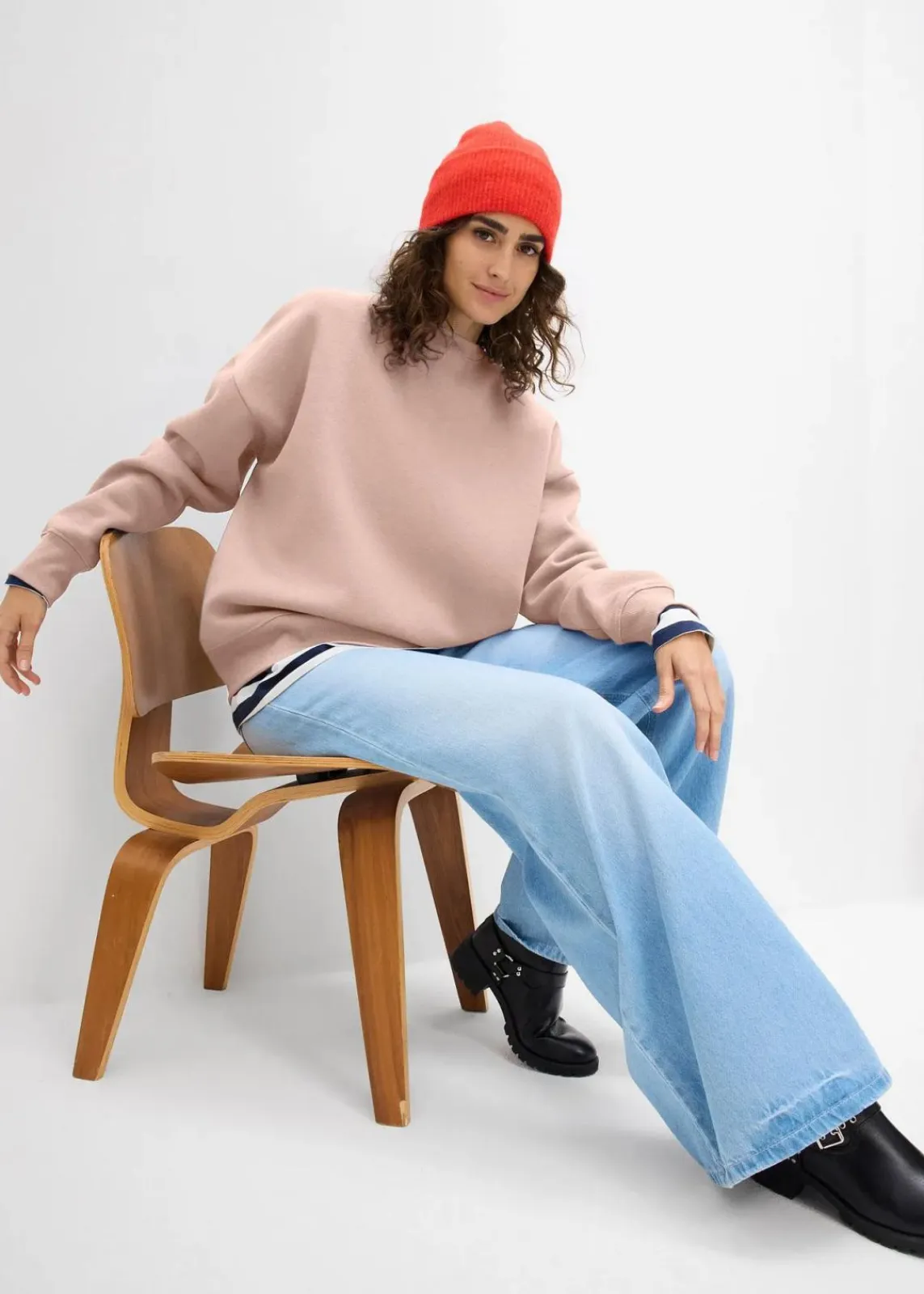 bonprix Sweat|Basics^Oversize-Sweatshirt lehmbraun