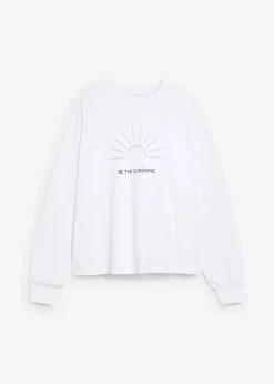 bonprix Bekleidung·Blusen & Tuniken|Sweat^Oversize-Sweatshirt weiß/schwarz bedruckt