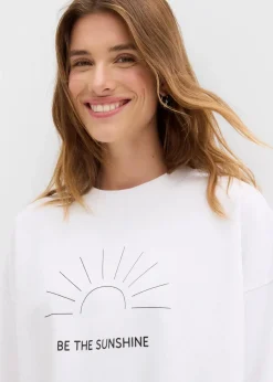 bonprix Bekleidung·Blusen & Tuniken|Sweat^Oversize-Sweatshirt weiß/schwarz bedruckt