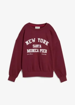 bonprix Sweat|Nachhaltigere Materialien^Oversize-Sweatshirt ahornrot/weiß bedruckt