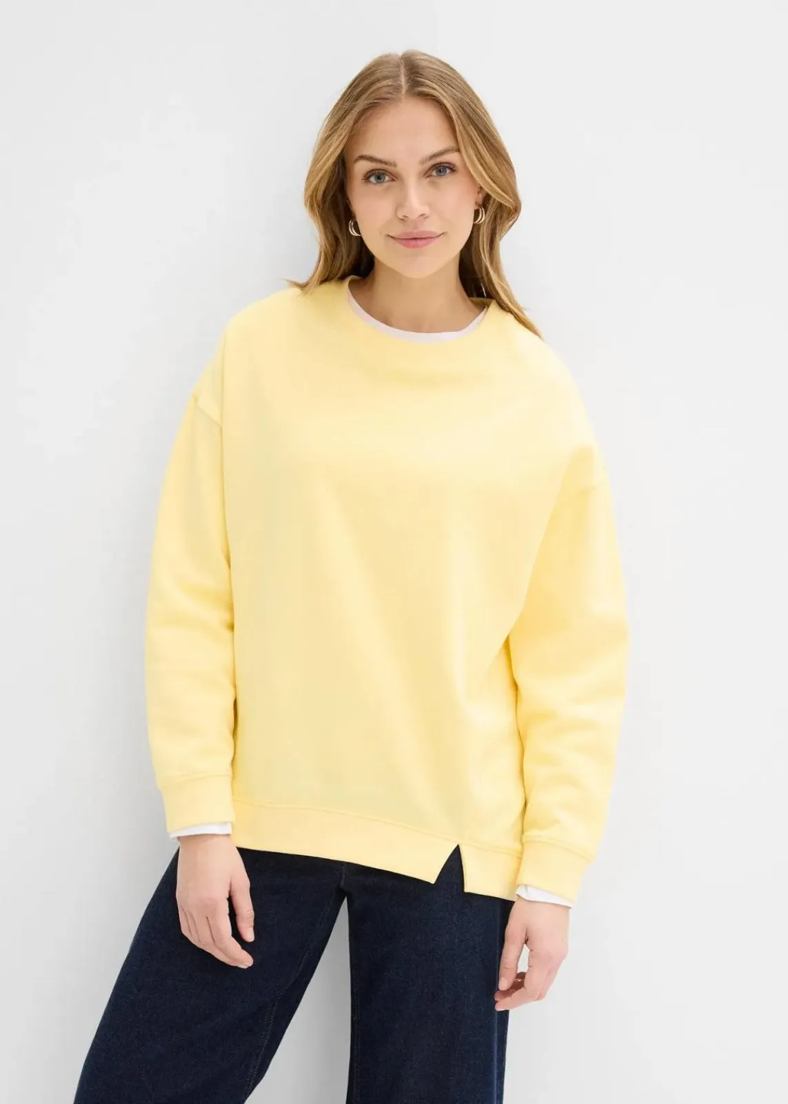 bonprix Bekleidung·Blusen & Tuniken|Nachhaltigere Materialien^Oversize-Sweatshirt hellgelb