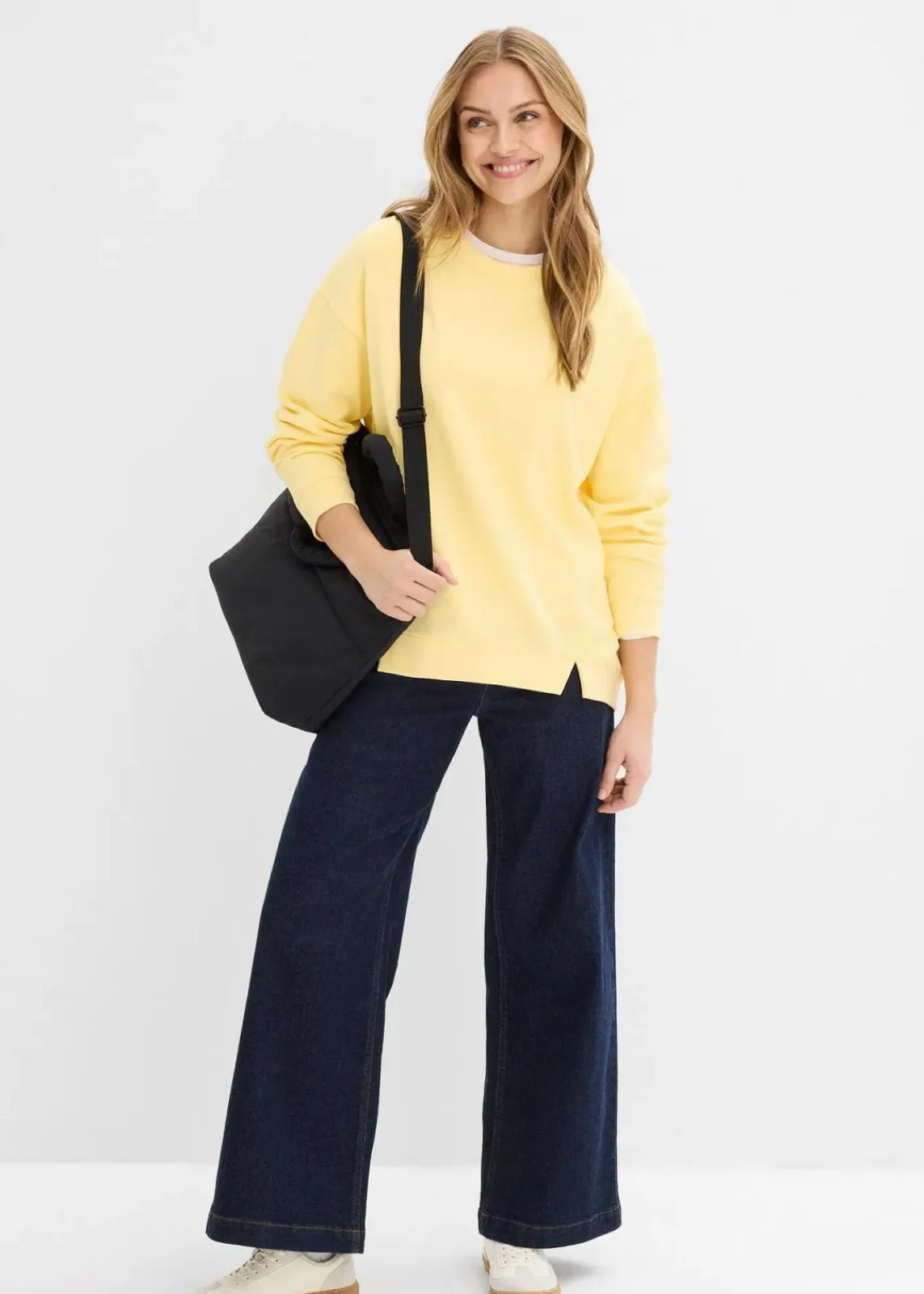 bonprix Bekleidung·Blusen & Tuniken|Nachhaltigere Materialien^Oversize-Sweatshirt hellgelb