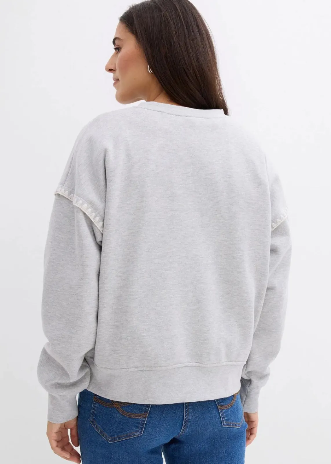bonprix Bekleidung·Blusen & Tuniken|Sweat^Oversize-Sweatshirt aus Baumwoll-Mix hellgrau meliert