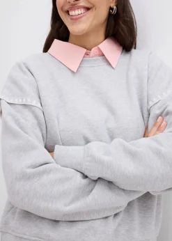 bonprix Bekleidung·Blusen & Tuniken|Sweat^Oversize-Sweatshirt aus Baumwoll-Mix hellgrau meliert