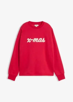 bonprix Bekleidung·Blusen & Tuniken|Sweat^Oversize-Sweatshirt aus Baumwoll-Mix rot/wollweiß