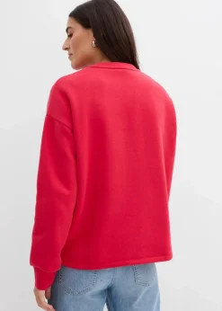 bonprix Bekleidung·Blusen & Tuniken|Sweat^Oversize-Sweatshirt aus Baumwoll-Mix rot/wollweiß