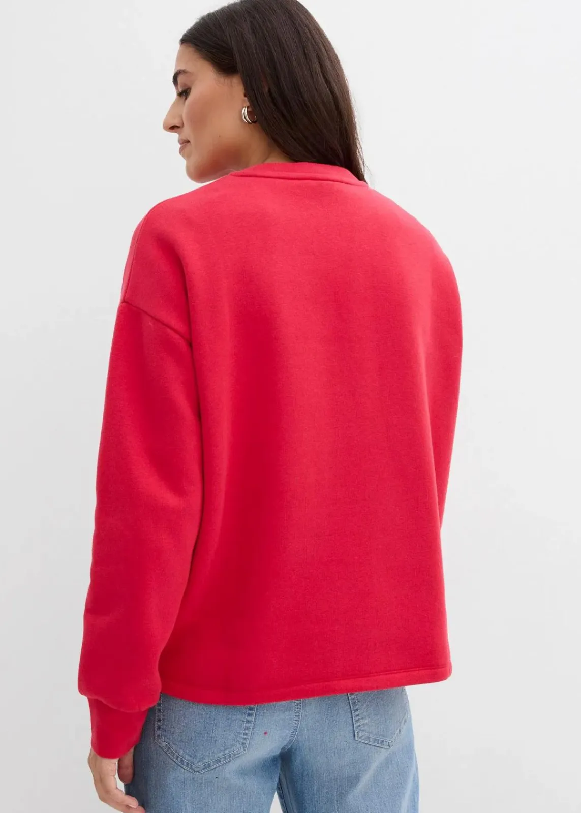 bonprix Bekleidung·Blusen & Tuniken|Sweat^Oversize-Sweatshirt aus Baumwoll-Mix rot/wollweiß