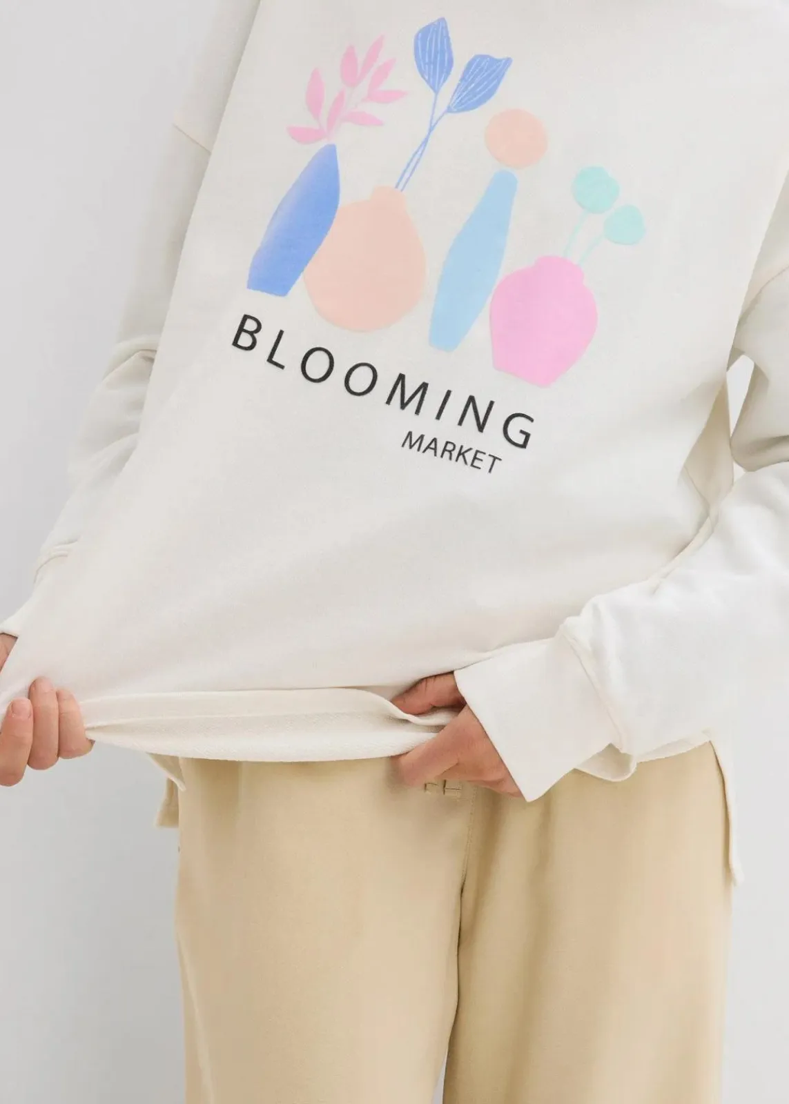 bonprix Sweat|Bekleidung·Blusen & Tuniken^Oversize-Sweatshirt aus Baumwoll-Mix zartflieder bedruckt
