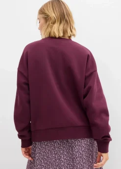 bonprix Sweat|Bekleidung·Blusen & Tuniken^Oversize-Sweatshirt aus Baumwoll-Mix weinrot/rosa bedruckt