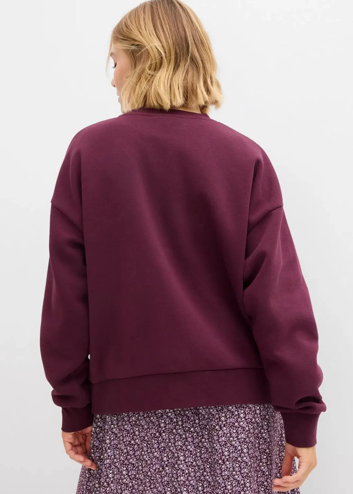 bonprix Sweat|Bekleidung·Blusen & Tuniken^Oversize-Sweatshirt aus Baumwoll-Mix weinrot/rosa bedruckt