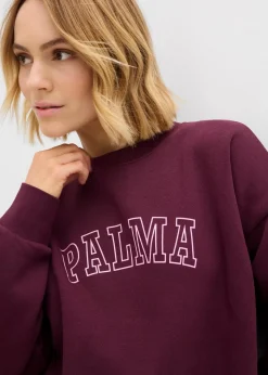 bonprix Sweat|Bekleidung·Blusen & Tuniken^Oversize-Sweatshirt aus Baumwoll-Mix weinrot/rosa bedruckt