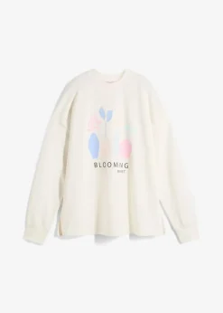 bonprix Bekleidung·Blusen & Tuniken|Sweat^Oversize-Sweatshirt aus Baumwoll-Mix wollweiß bedruckt