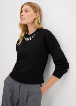 bonprix Sweat|Bekleidung·Blusen & Tuniken^Oversize-Sweatshirt aus Baumwolle schwarz
