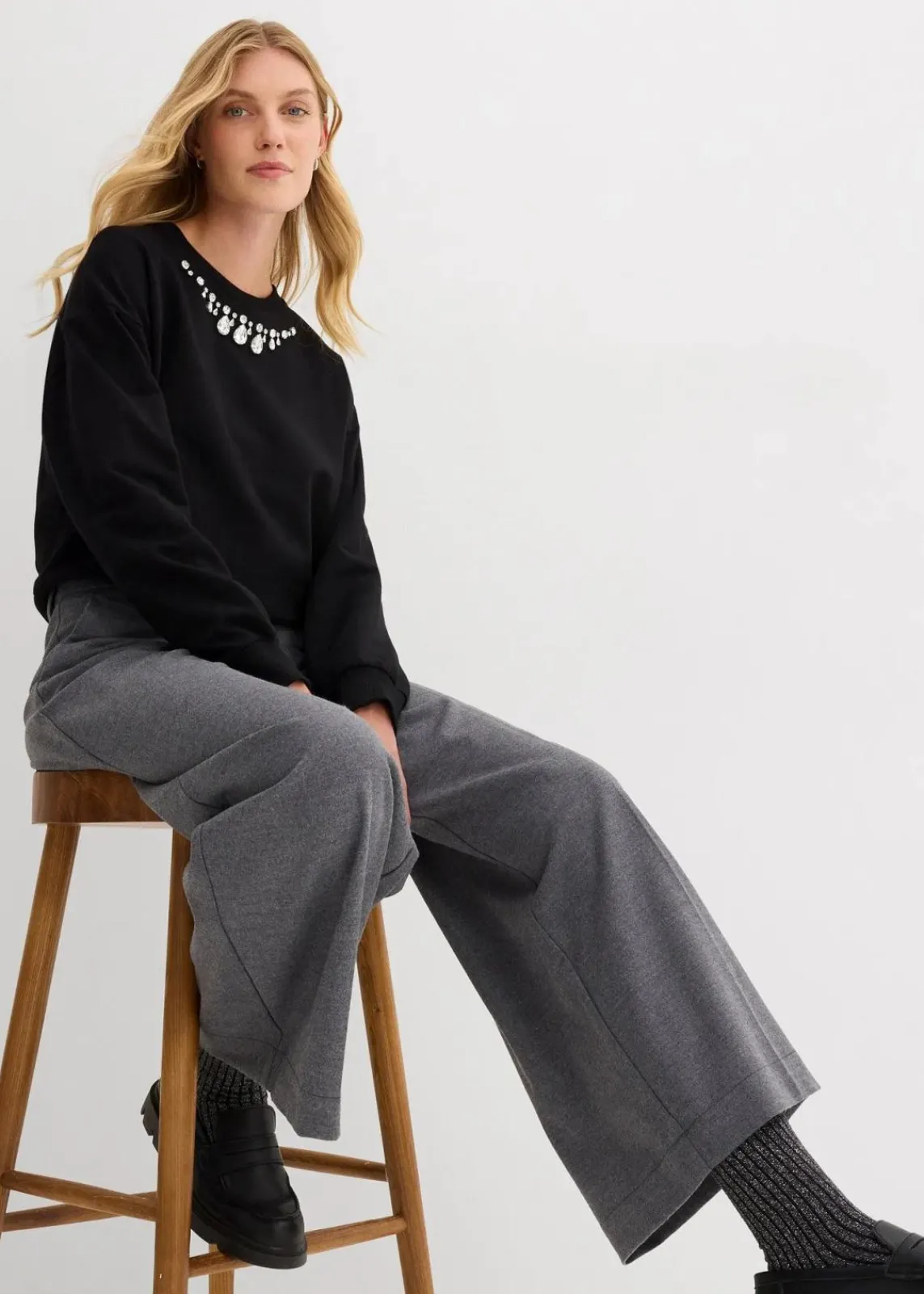 bonprix Sweat|Bekleidung·Blusen & Tuniken^Oversize-Sweatshirt aus Baumwolle schwarz