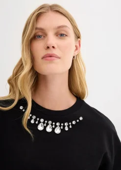 bonprix Sweat|Bekleidung·Blusen & Tuniken^Oversize-Sweatshirt aus Baumwolle schwarz