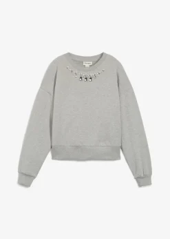 bonprix Bekleidung·Blusen & Tuniken|Sweat^Oversize-Sweatshirt aus Baumwolle silber hellgrau meliert