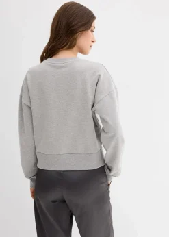 bonprix Bekleidung·Blusen & Tuniken|Sweat^Oversize-Sweatshirt aus Baumwolle silber hellgrau meliert