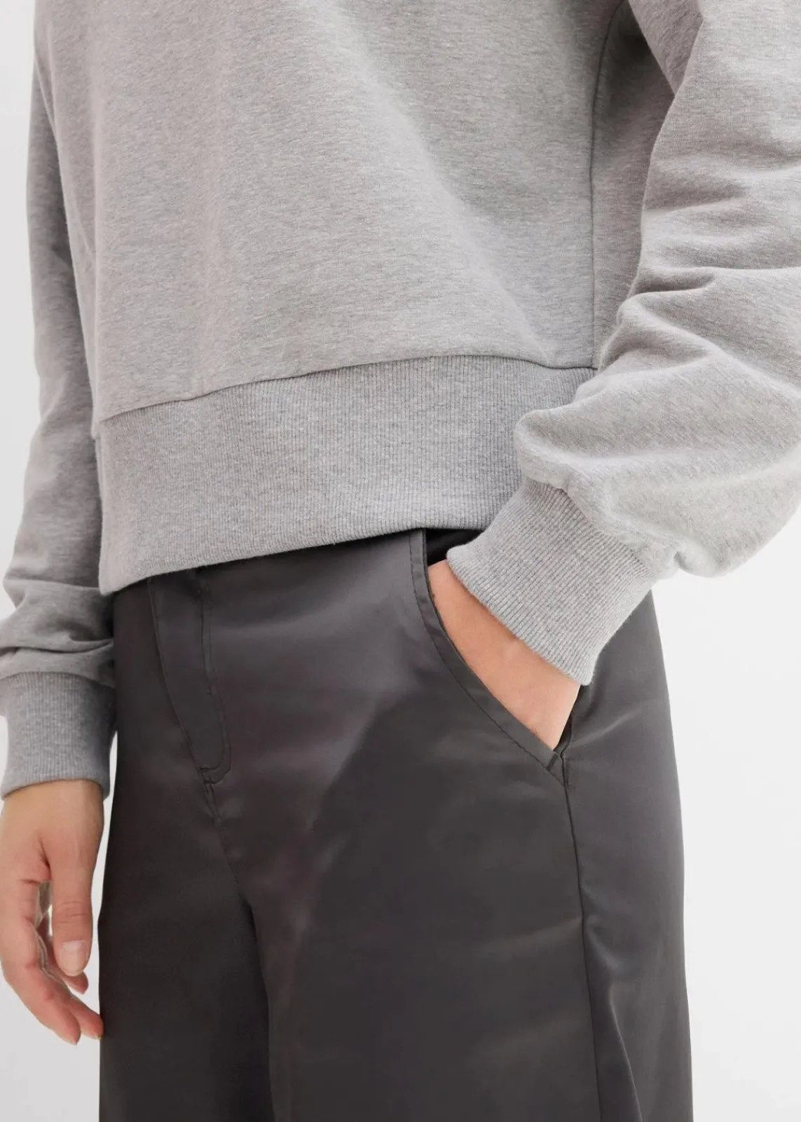 bonprix Bekleidung·Blusen & Tuniken|Sweat^Oversize-Sweatshirt aus Baumwolle silber hellgrau meliert