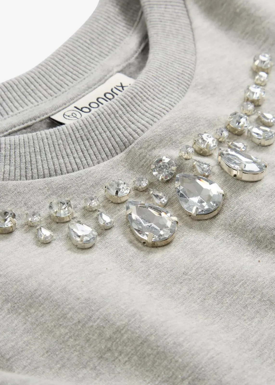 bonprix Bekleidung·Blusen & Tuniken|Sweat^Oversize-Sweatshirt aus Baumwolle silber hellgrau meliert