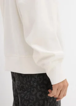 bonprix Bekleidung·Blusen & Tuniken|Sweat^Oversize-Sweatshirt aus Baumwoll-Mix wollweiß bedruckt