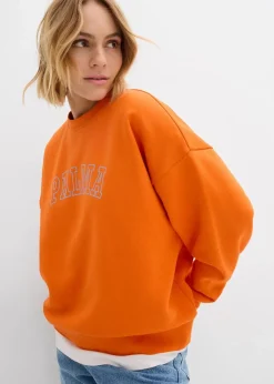 bonprix Bekleidung·Blusen & Tuniken|Sweat^Oversize-Sweatshirt aus Baumwoll-Mix dunkelorange/babyblau bedruckt