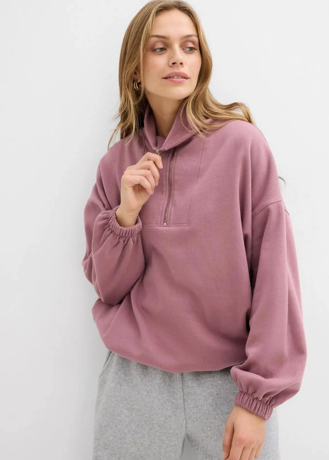 bonprix Bekleidung·Blusen & Tuniken|Sweat^Oversize-Sweatshirt aus Bio-Baumwolle matt violett