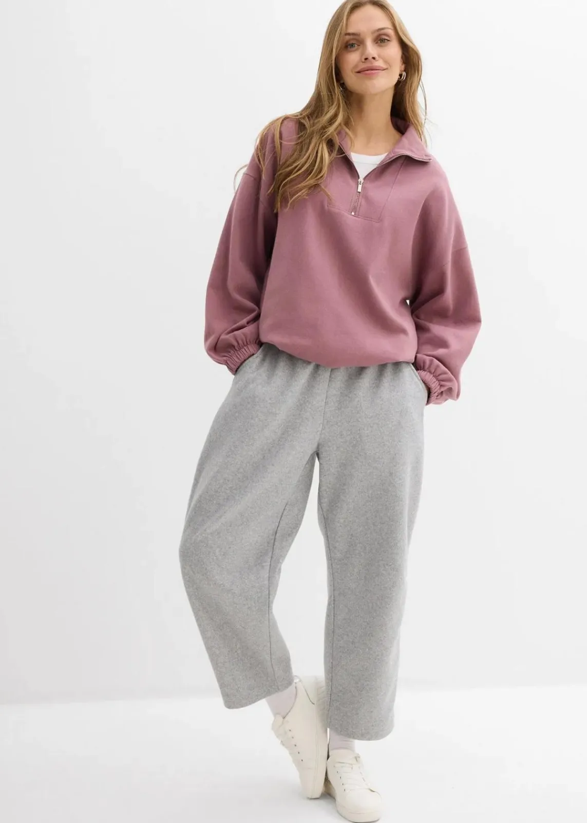 bonprix Bekleidung·Blusen & Tuniken|Sweat^Oversize-Sweatshirt aus Bio-Baumwolle matt violett