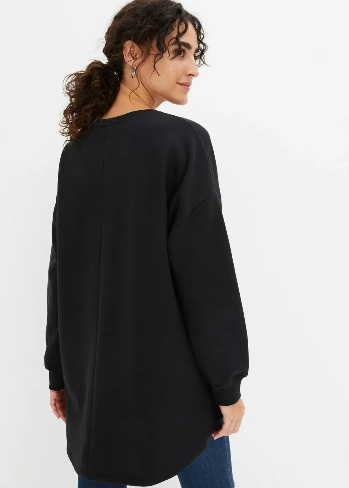 bonprix Sweat|Bekleidung·Blusen & Tuniken^Oversize-Sweatshirt aus reiner Baumwolle schwarz