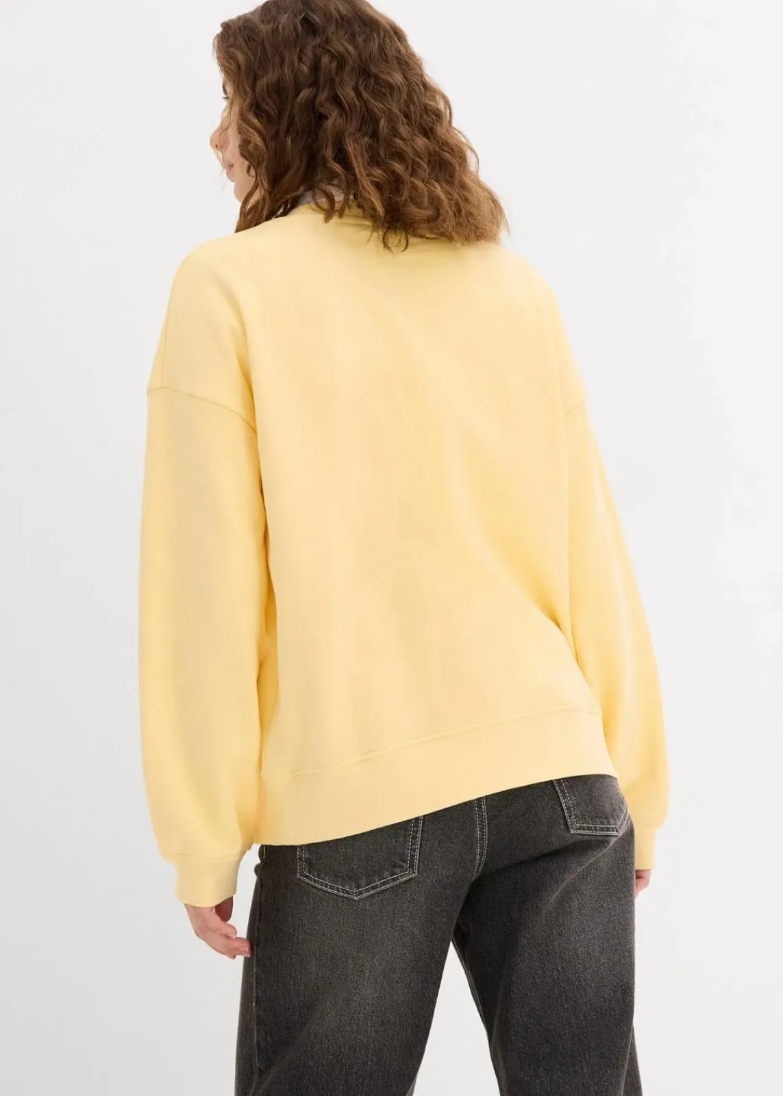 bonprix Sweat|Basics^Oversize-Sweatshirt aus reiner Baumwolle cremegelb