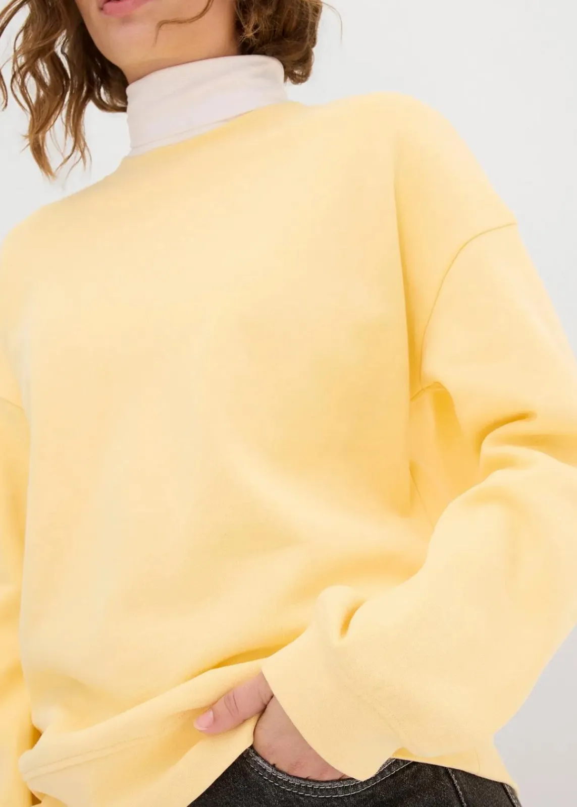 bonprix Sweat|Basics^Oversize-Sweatshirt aus reiner Baumwolle cremegelb