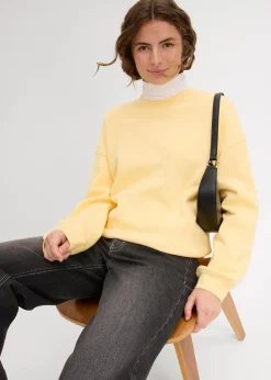 bonprix Sweat|Basics^Oversize-Sweatshirt aus reiner Baumwolle cremegelb