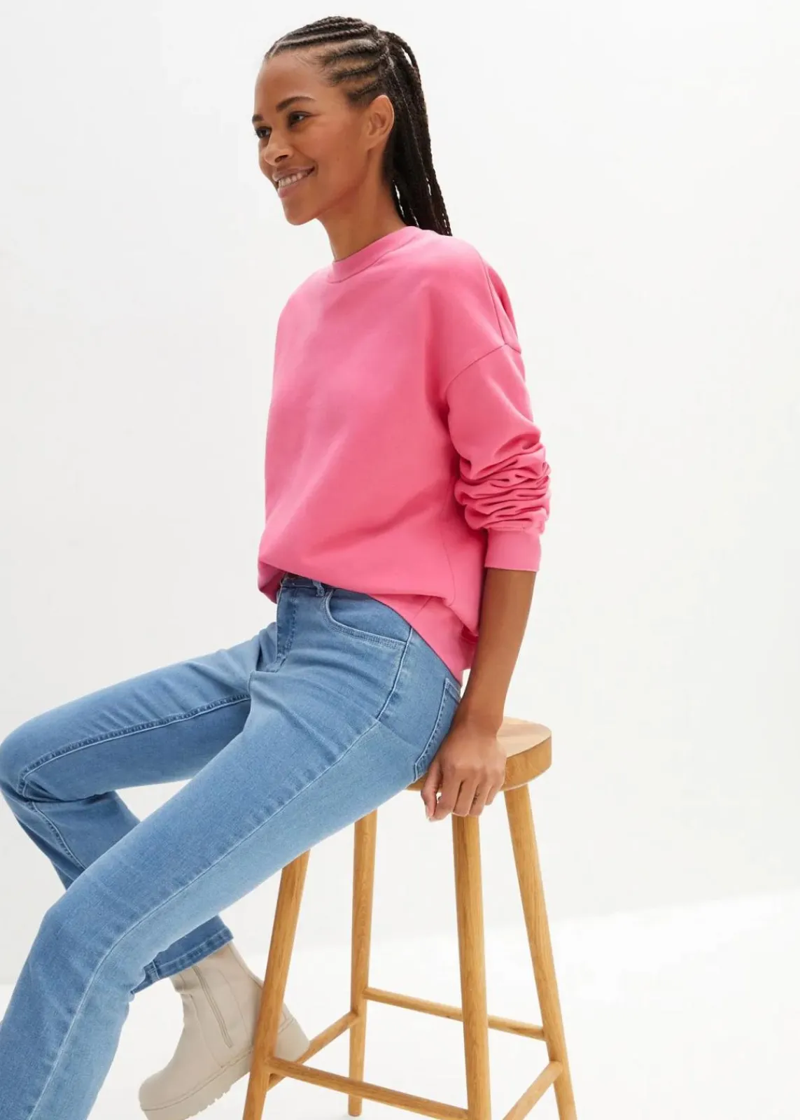 bonprix Sweat|Basics^Oversize-Sweatshirt aus reiner Baumwolle pink