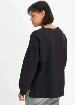 bonprix Bekleidung·Blusen & Tuniken|Sweat^Oversize-Sweatshirt aus reiner Bio-Baumwolle schwarz