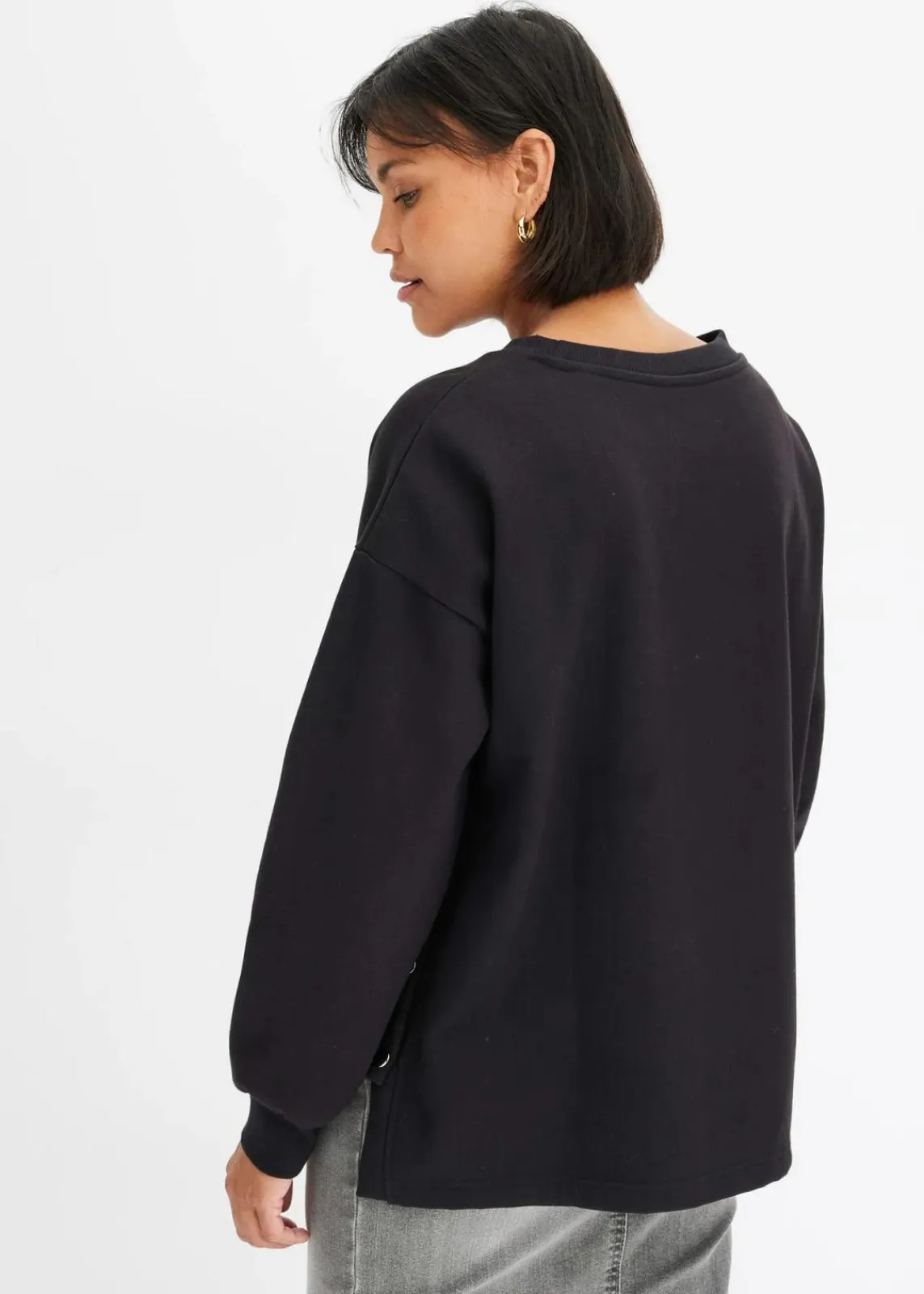 bonprix Bekleidung·Blusen & Tuniken|Sweat^Oversize-Sweatshirt aus reiner Bio-Baumwolle schwarz