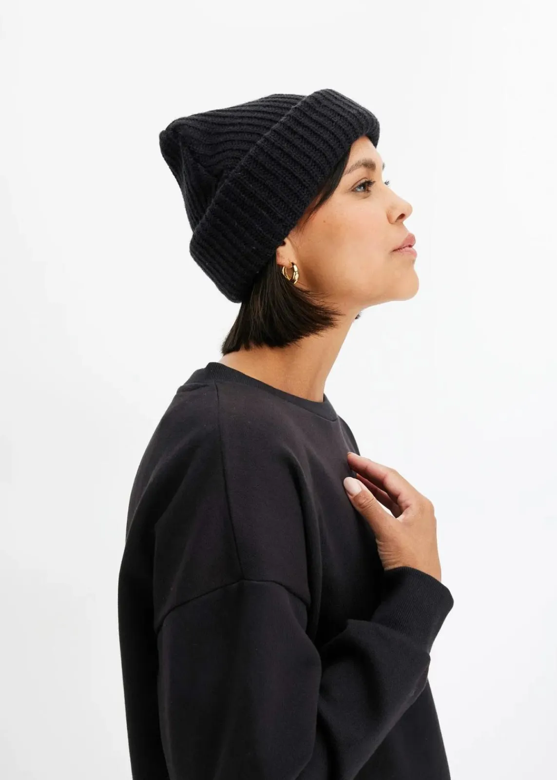 bonprix Bekleidung·Blusen & Tuniken|Sweat^Oversize-Sweatshirt aus reiner Bio-Baumwolle schwarz