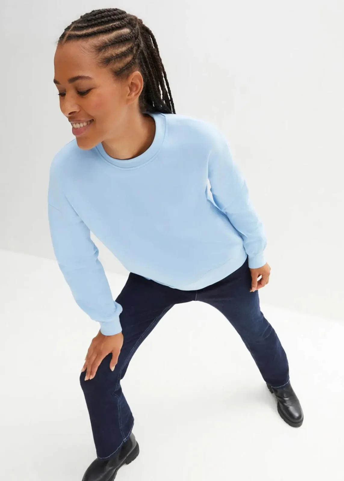 bonprix Sweat|Basics^Oversize-Sweatshirt aus reiner Baumwolle hellblau