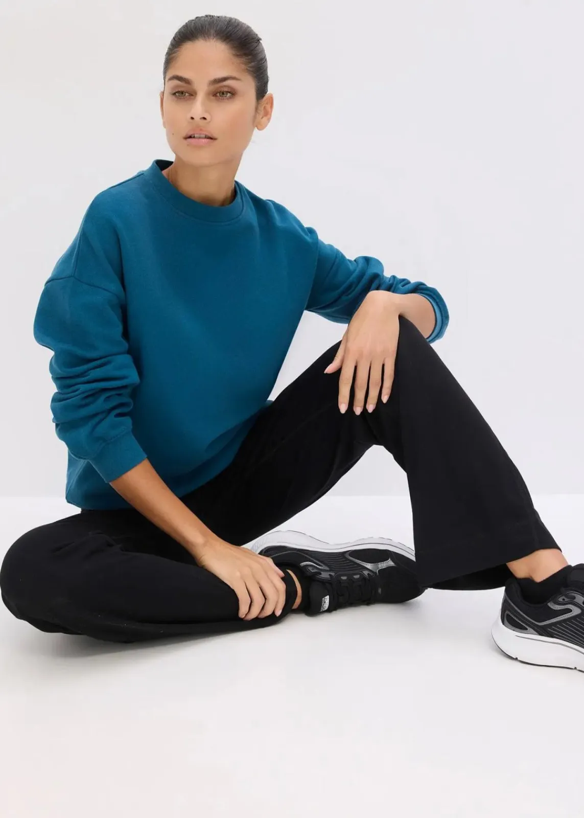 bonprix Bekleidung·Röcke|Bekleidung·Blusen & Tuniken^Oversize-Sweatshirt aus reiner Baumwolle blaupetrol