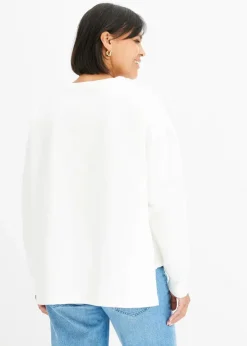 bonprix Nachhaltigere Materialien|Sweat^Oversize-Sweatshirt aus reiner Bio-Baumwolle wollweiß
