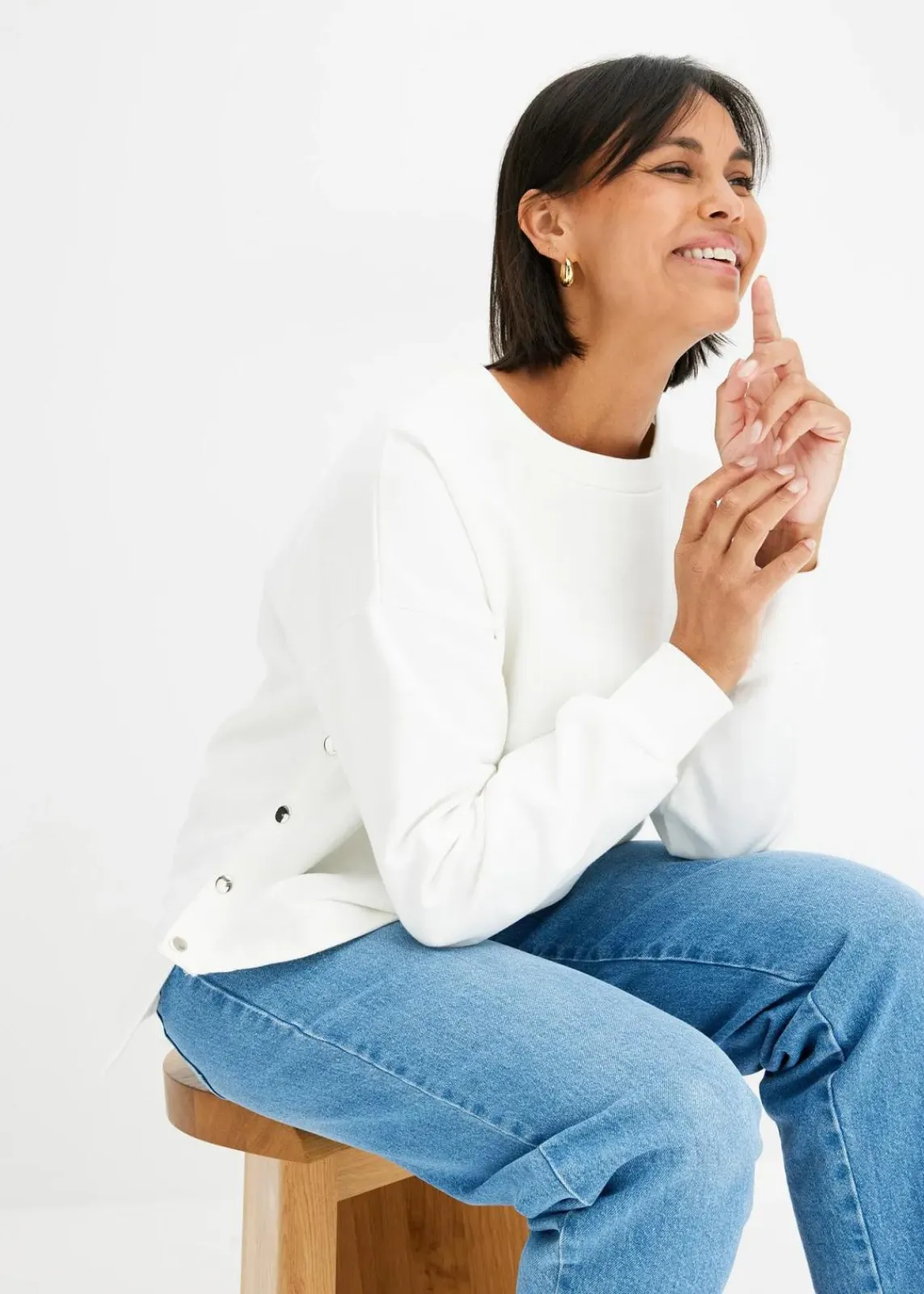 bonprix Nachhaltigere Materialien|Sweat^Oversize-Sweatshirt aus reiner Bio-Baumwolle wollweiß