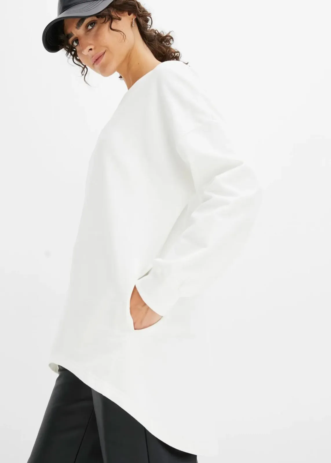 bonprix Bekleidung·Blusen & Tuniken|Sweat^Oversize-Sweatshirt aus reiner Baumwolle wollweiß