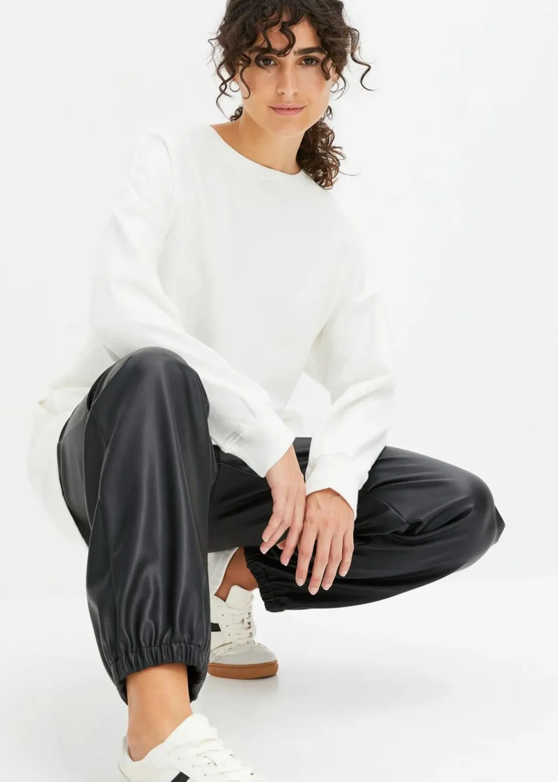 bonprix Bekleidung·Blusen & Tuniken|Sweat^Oversize-Sweatshirt aus reiner Baumwolle wollweiß