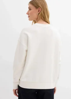 bonprix Bekleidung·Röcke|Bekleidung·Blusen & Tuniken^Oversize-Sweatshirt aus reiner Bio-Baumwolle wollweiß