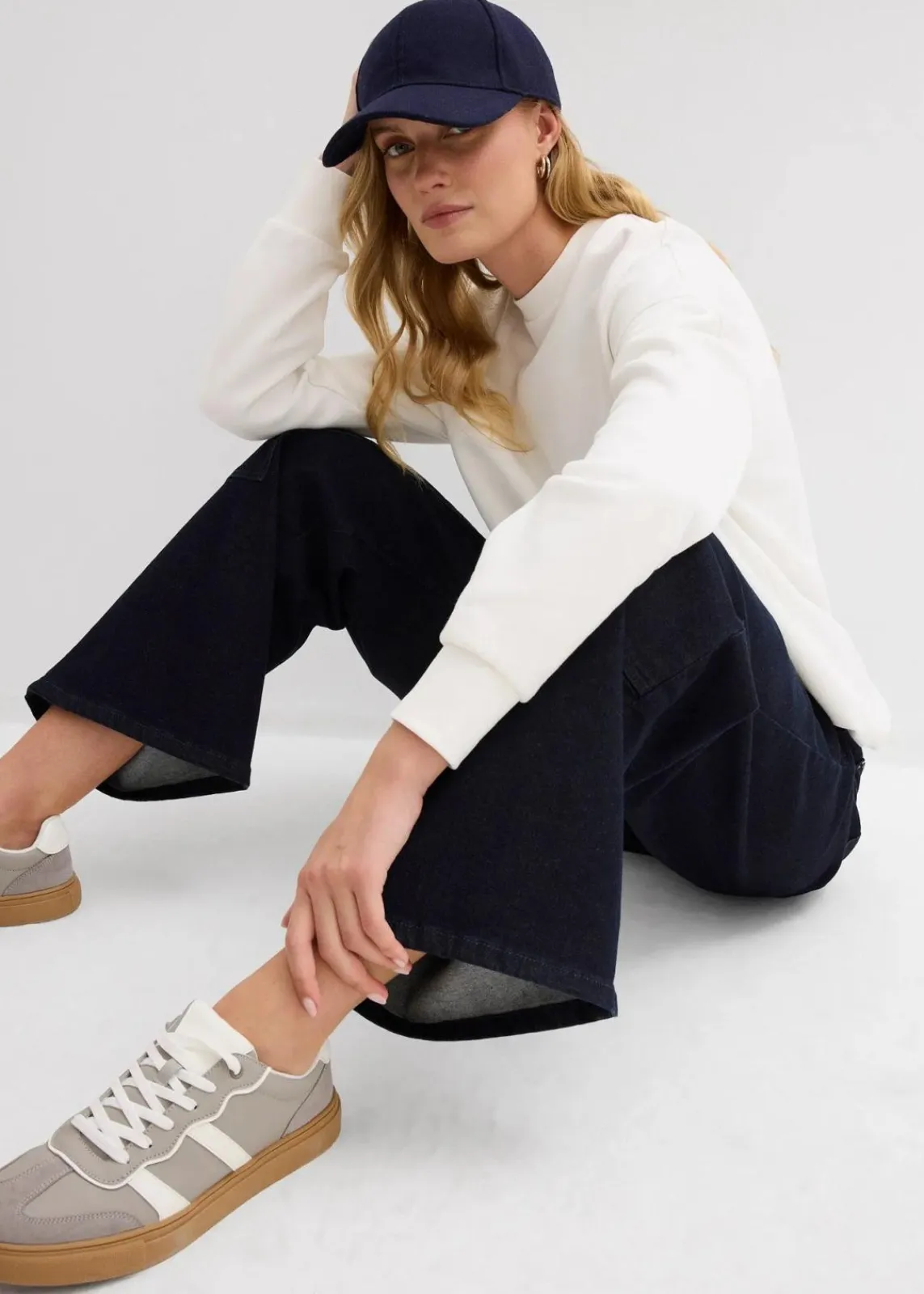 bonprix Bekleidung·Röcke|Bekleidung·Blusen & Tuniken^Oversize-Sweatshirt aus reiner Bio-Baumwolle wollweiß