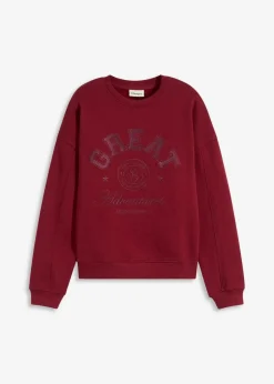bonprix Bekleidung·Blusen & Tuniken|Sweat^Oversize-Sweatshirt aus reiner Baumwolle pflaumenrot
