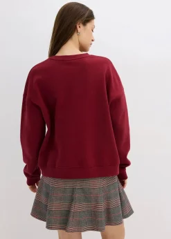 bonprix Bekleidung·Blusen & Tuniken|Sweat^Oversize-Sweatshirt aus reiner Baumwolle pflaumenrot