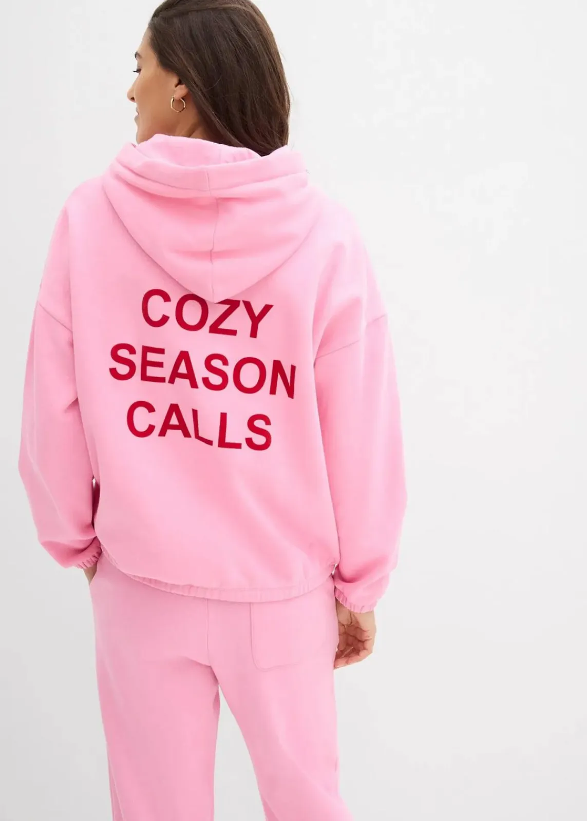 bonprix Bekleidung·Blusen & Tuniken|Nachhaltigere Materialien^Oversize-Sweatshirt aus reiner Baumwolle rosa/salsarot bedruckt