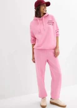 bonprix Bekleidung·Blusen & Tuniken|Nachhaltigere Materialien^Oversize-Sweatshirt aus reiner Baumwolle rosa/salsarot bedruckt