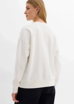 bonprix Bekleidung·Blusen & Tuniken|Nachhaltigere Materialien^Oversize-Sweatshirt aus reiner Bio-Baumwolle wollweiß leo